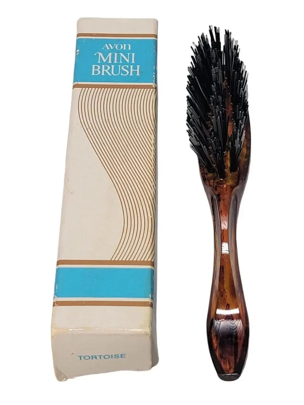 Vintage Avon Mini Hairbrush Tortoise Color Travel Purse Brush 6